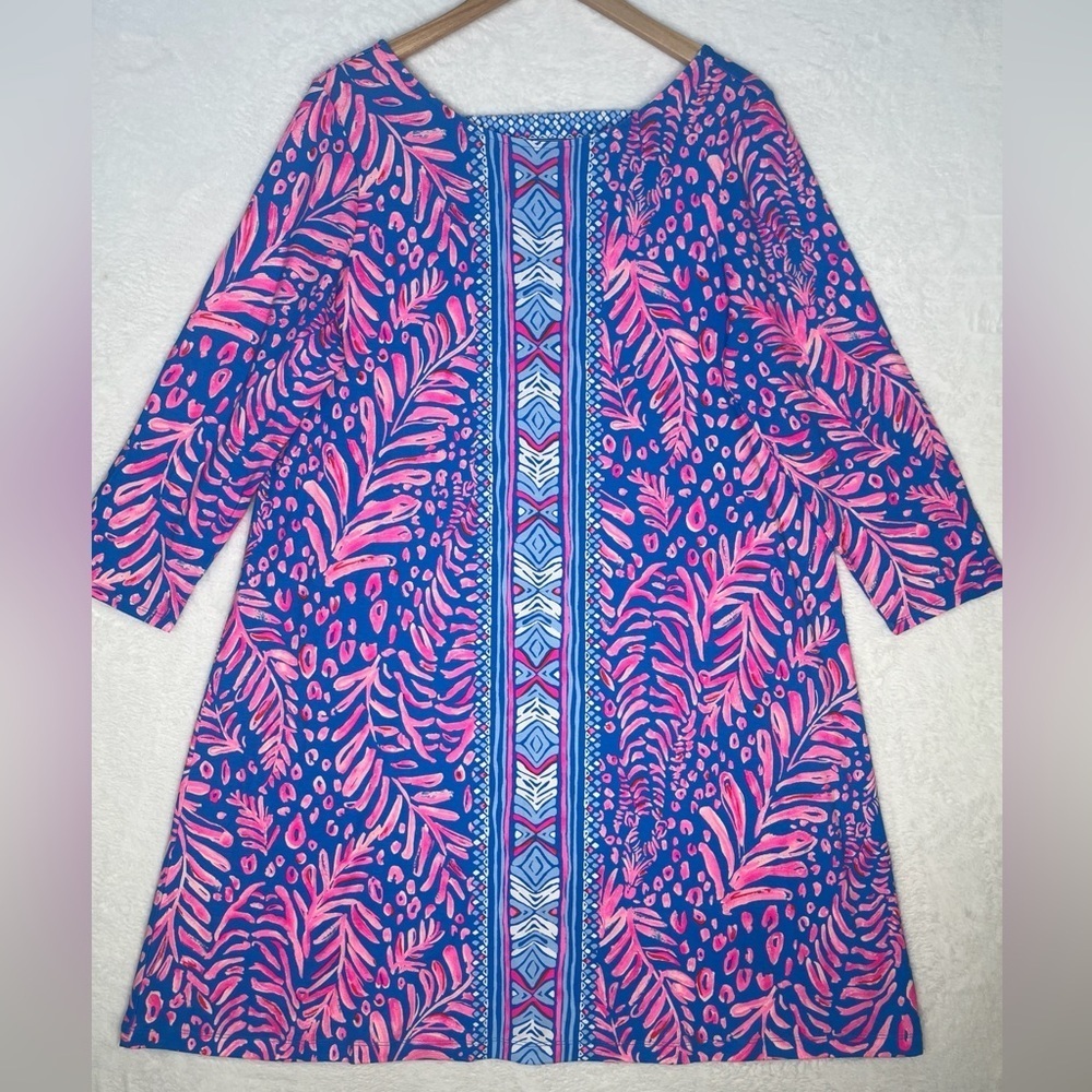 Lilly Pulitzer Blue and Pink Ophelia Swing Dress XL
